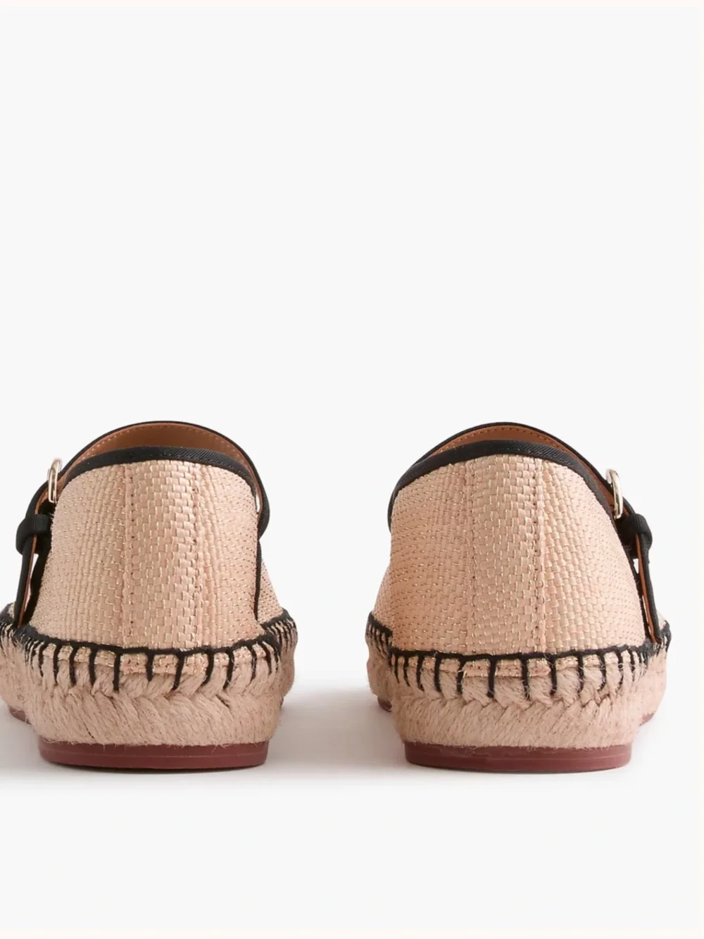Natural Beige and Black Mary Jane Espadrilles